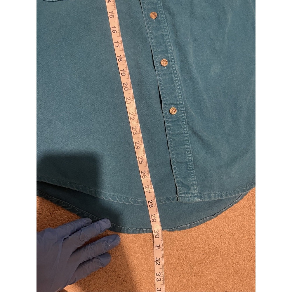 Vintage Eddie Bauer Chamois Work Shirt Mens Medium Green Long Sleeve Heavy 90s - Picture 6 of 9